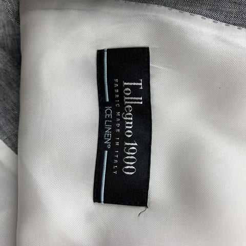 TOLLEGNO 1900 Washington Size 38 Regular Charcoal & White Linen Peak Lapel Suit