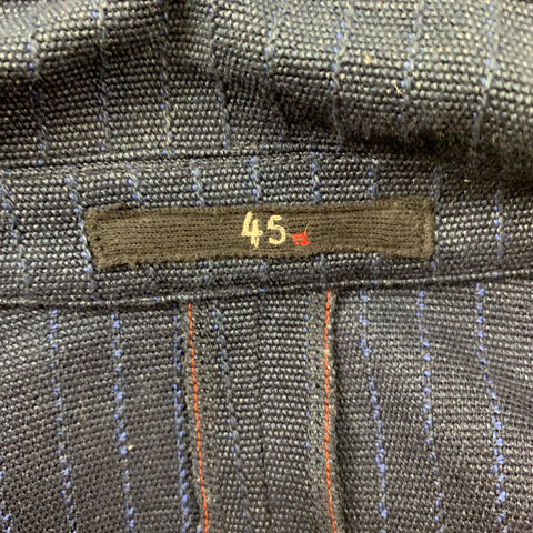 45rpm Size XL Navy Stripe Cotton Notch Lapel Jacket