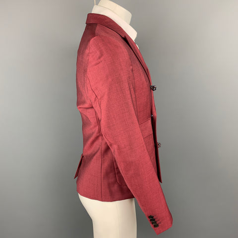 KRIS VAN ASSCHE Size 36 Burgundy & Black Viscose Blend Sport Coat