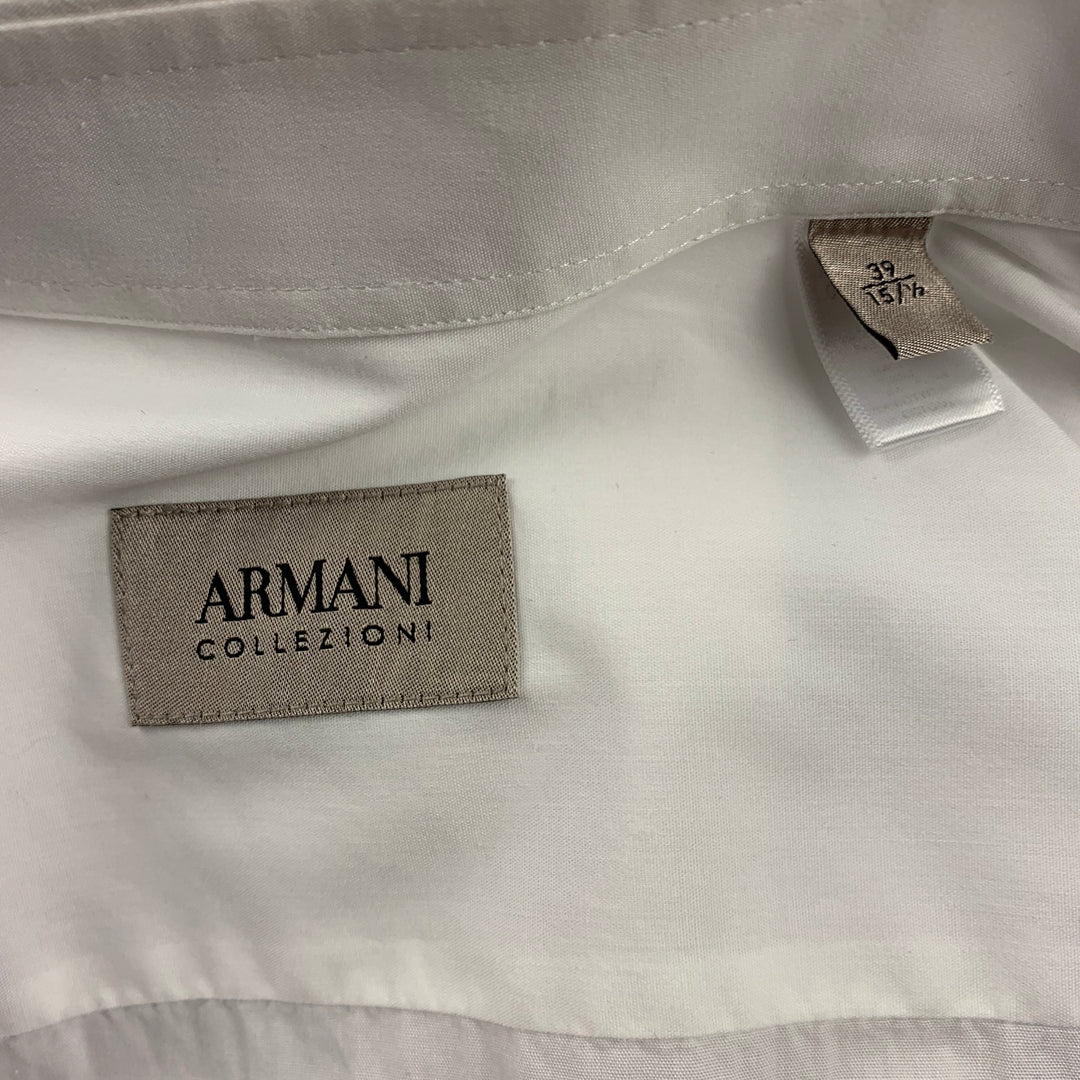 ARMANI COLLEZIONI Talla M Camisa de manga larga con puño francés de algodón blanco