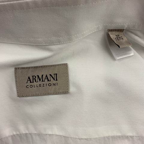ARMANI COLLEZIONI Size M White Cotton French Cuff Long Sleeve Shirt
