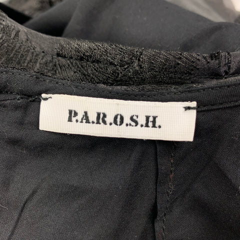 P.A.R.O.S.H. Size L Black Polyester Applique Sleeveless Dress