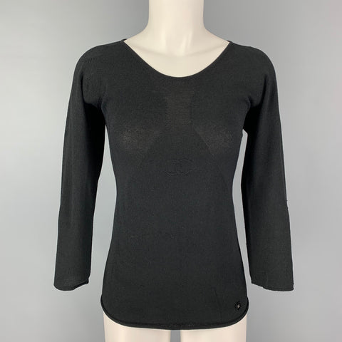 CHANEL Size M Black 3/4 Sleeves Pullover