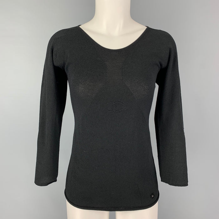 CHANEL Size M Black 3/4 Sleeves Pullover