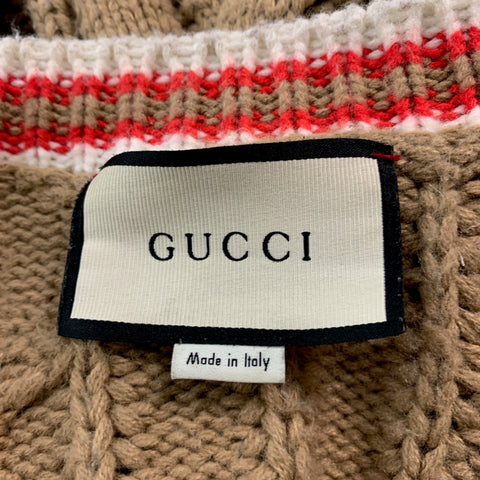 GUCCI Size S Brown Coral Knit Wool Chunky Knit Cardigan