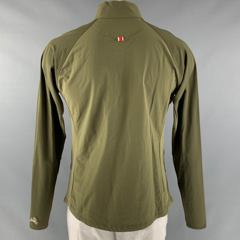 TRACKSMITH Size L Olive Solid Nylon Blend Zip Up Jacket