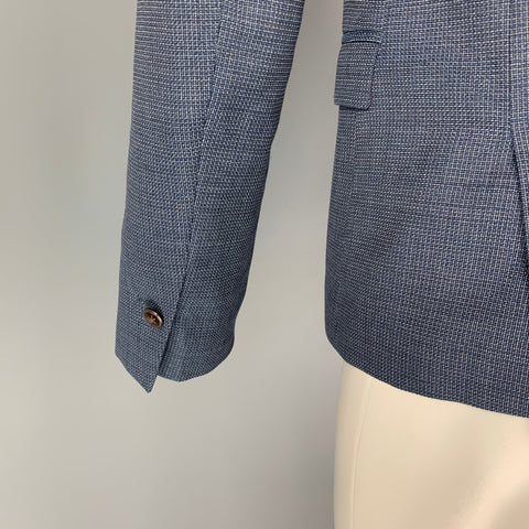 THE KOOPLES Size 36 Blue Grid Wool Notch Lapel Sport Coat