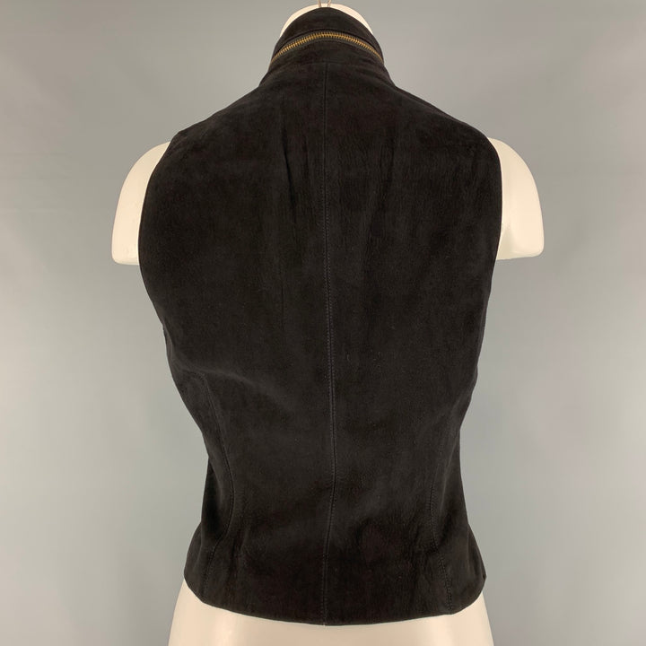 DONNA KARAN Size S Black Zip Up Vest