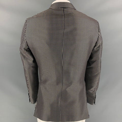 ETRO Size 42 Grey & Black Polka Dot Silk Notch Lapel Sport Coat