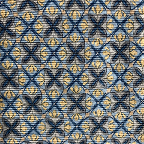 ERMENEGILDO ZEGNA Blue Yellow Abstrack Floral Silk Tie