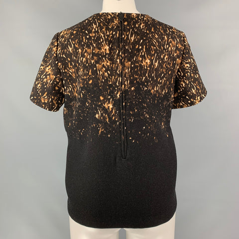 BURBERRY PRORSUM Size 8 Black Brown Wool Animal Print Dress Top
