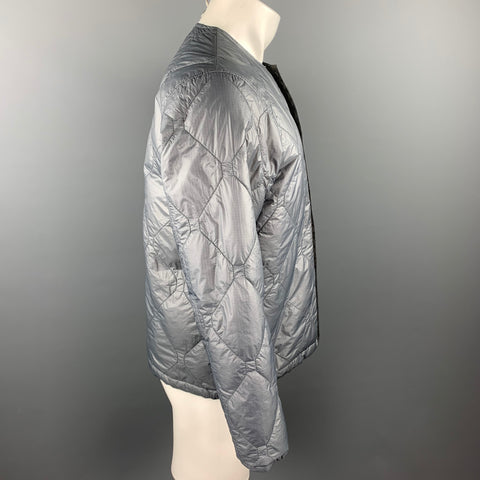 BEAMS PLUS Size M Grey Quilted Nylon Snaps Jacket