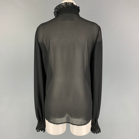 JOHN RICHMOND Talla 6 Blusa negra de poliéster con cuello alto