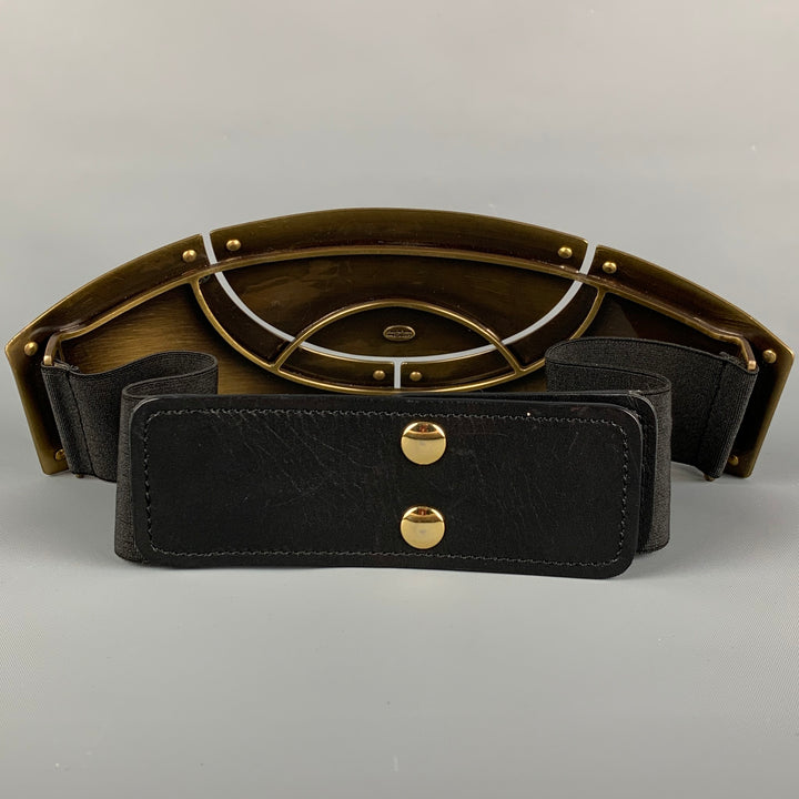 LANVIN Size S Black Brown Metal Leather Corset Belt
