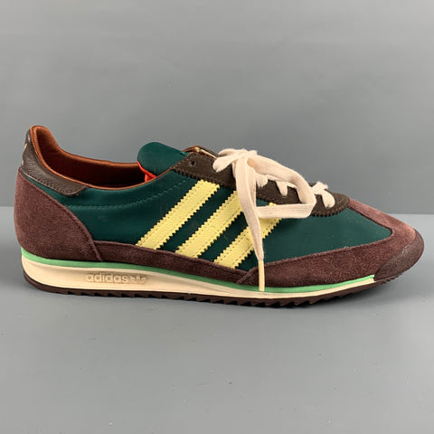 ADIDAS Size 10 Green Brown Nylon Athletic Sneakers