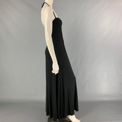 ROBIN PICCONE Talla S Vestido largo halter plisado de nailon negro