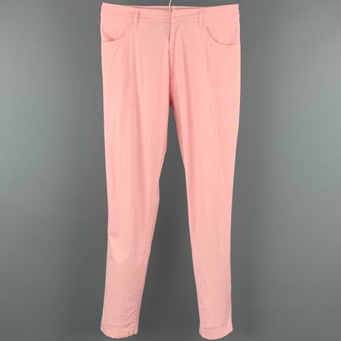 WALTER VAN BEIRENDONCK Size M Pink & White Pinstripe Cotton Blend Casual Pants