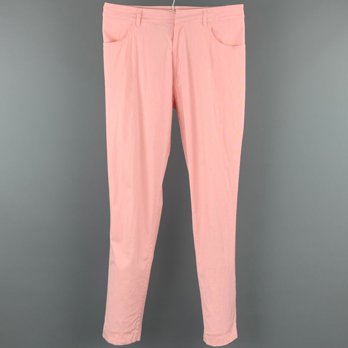 WALTER VAN BEIRENDONCK Size M Pink & White Pinstripe Cotton Blend Casual Pants