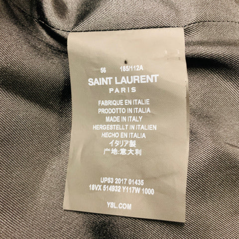 SAINT LAURENT Size 46 Black Multi-Color Beaded Bomber Jacket