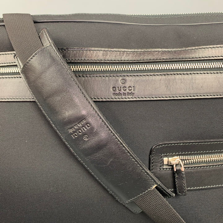 Vintage GUCCI Black Canvas Leather Trim Messenger Bag