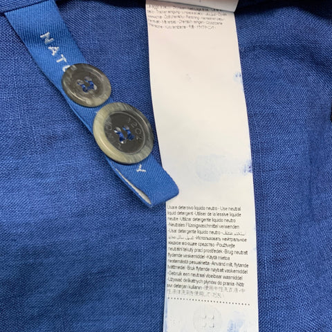 120% LINO Size 48 Blue Linen Notch Lapel Sport Coat