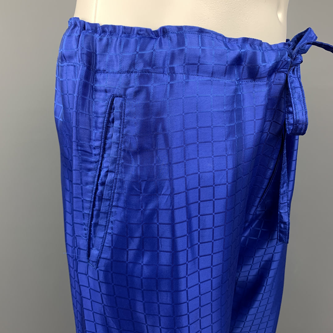 COMME des GARCONS HOMME PLUS Size S Royal Blue Window Pane Drawstring Casual Pants