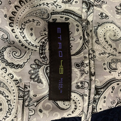 ETRO Size 38 Navy Jacquard Wool Viscose Blend Notch Lapel Sport Coat