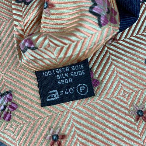 ERMENEGILDO ZEGNA Orange Pink Floral Silk Tie