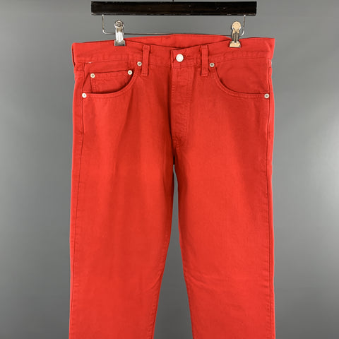 LEVI'S Size 34 Red Solid Cotton Jean Cut Casual Pants