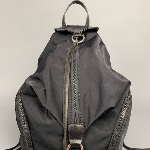 REBECCA MINKOFF Black Nylon Leather Backpack