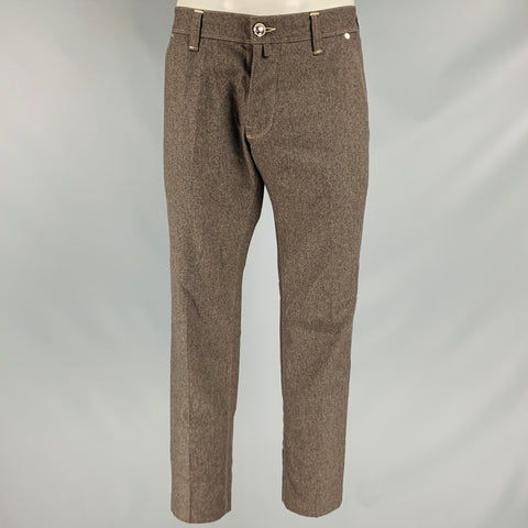 JACOB COHEN Size 36 Brown Heather Contrast Stitch Wool Flannel Casual Pants