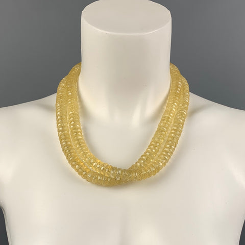 VINTAGE Yellow Beaded Double Link Necklace