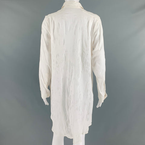 ANN DEMEULEMEESTER Taille 6 Blouse longue texturée en coton blanc