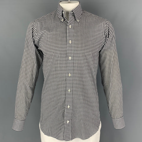 HAMILTON Size L Black White Gingham Long Sleeve Shirt