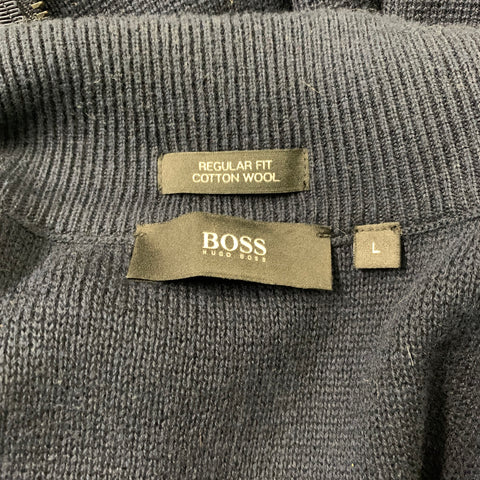 HUGO BOSS Cotton &  Wool Navy Blue Chest Size L Zip Jacket