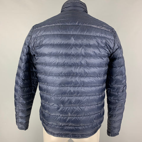 MONCLER Size L Navy Quilted Nylon Zip Up Jacket