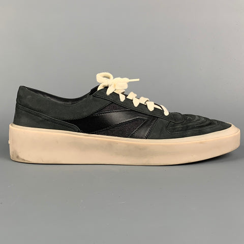 FEAR OF GOD Baskets à lacets en cuir noir et anthracite taille 11