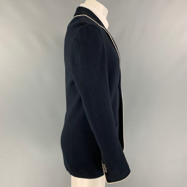 GIORGIO ARMANI Size 40 Navy White Cotton Blend Sport Coat