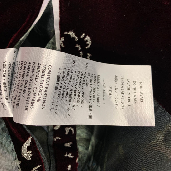 ALEXANDER MCQUEEN FW 16 Size 42 Burgundy Silver Print Viscose Sport Coat