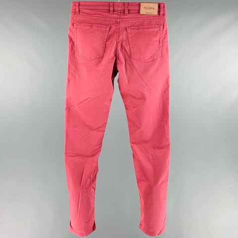 TELERIA ZED Size 33 Pink Cotton Elastane Jean Cut Casual Pants