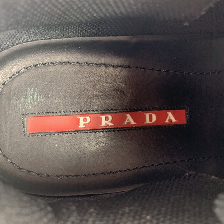 PRADA Size 9 Black & Navy Mesh &  Leather Chunky Rubber Sole Sneaker