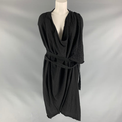 LEON LOUIS Size M Black Knit Merino Wool Wrap Sleeveless Cardigan
