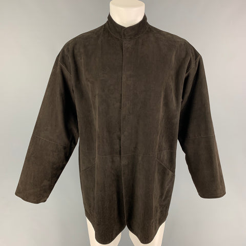 GIORGIO ARMANI Size 40 Brown Suede Snaps Jacket