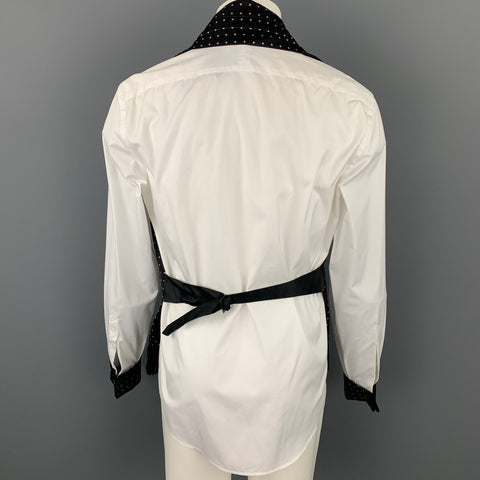 ALEXANDER MCQUEEN Size M White & Black Dots Cotton / Silk Long Sleeve Shirt