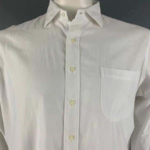 SID MASHBURN Taille L Chemise à manches longues en coton piqué blanc