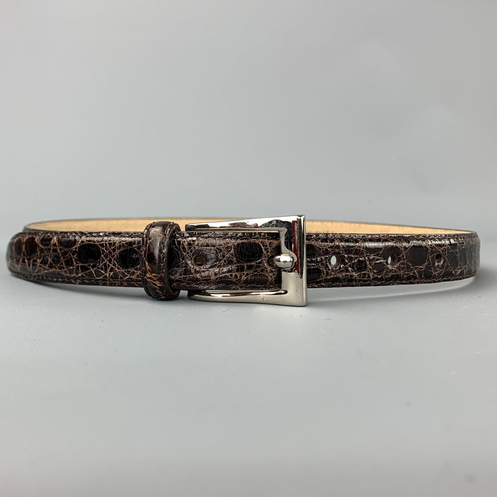 ANNA Cinturón flaco de cocodrilo marrón talla S