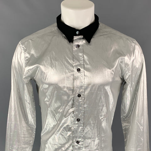 D&G by DOLCE & GABBANA Size XS Silver & Black Metallic Button Up Long Sleeve Shirt
