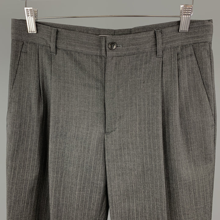 MIU MIU Size 30 Stripe Dark Gray Wool 31 Pleated Dress Pants