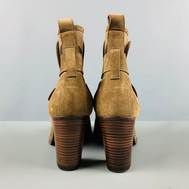 BURBERRY Size 11 Brown Suede Chunky heel Boots