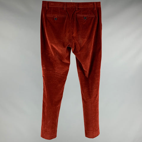 ETRO Size 30 Brick Corduroy Cotton Elastane Dress Pants